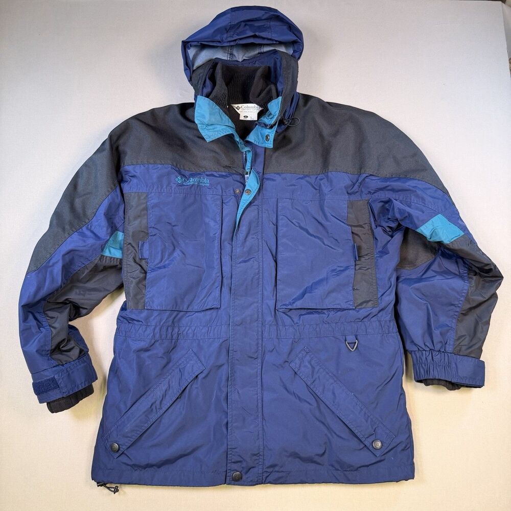 Columbia West Ridge Men’s Lrg 3-in-1 Parka Packable Hood Winter Jacket Blue Teal